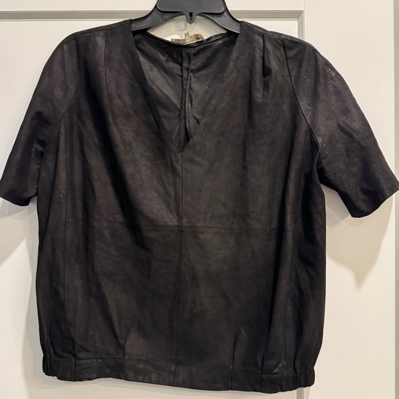 Maje goat suede leather black top - Picture 1 of 8